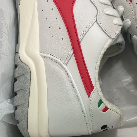 Diadora Maverick White Red Classic Look Men's Size Leather C5322 - Picture 7 of 8